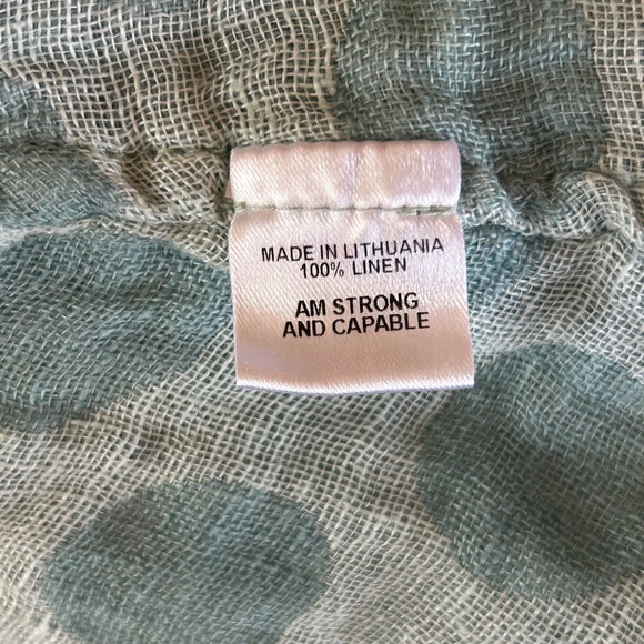 FLAX Women's 100% Linen Tank Top Sage Green Polka Dot Sleeveless Scoop Neck Sz M - Picture 4 of 4